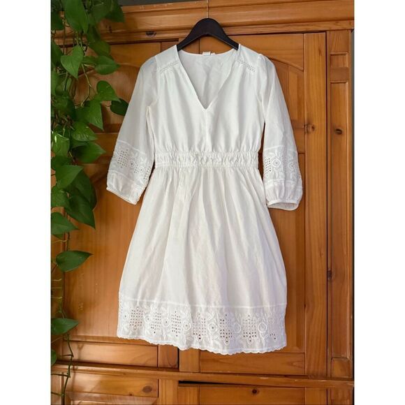 GAP White Boho Eyelet Embroidered Cotton Dress – Small - Picture 2 of 13